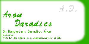 aron daradics business card